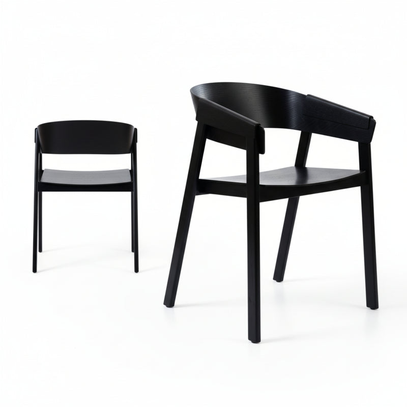 Selena 2pc Set Dining Chair Scandinavian Black