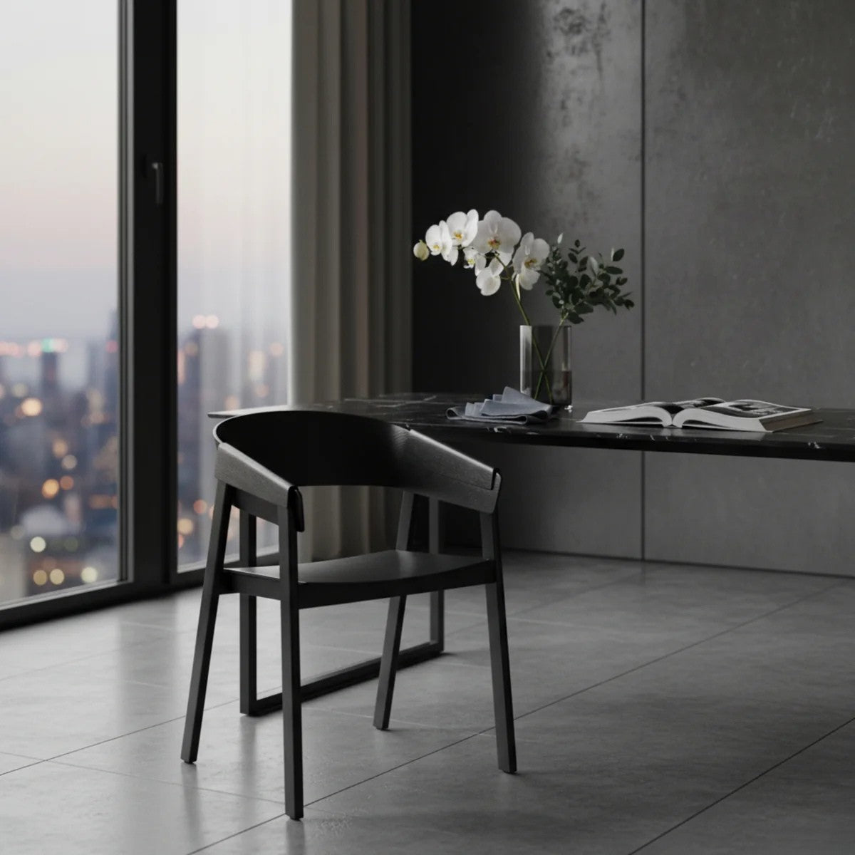 Selena 2pc Set Dining Chair Scandinavian Black
