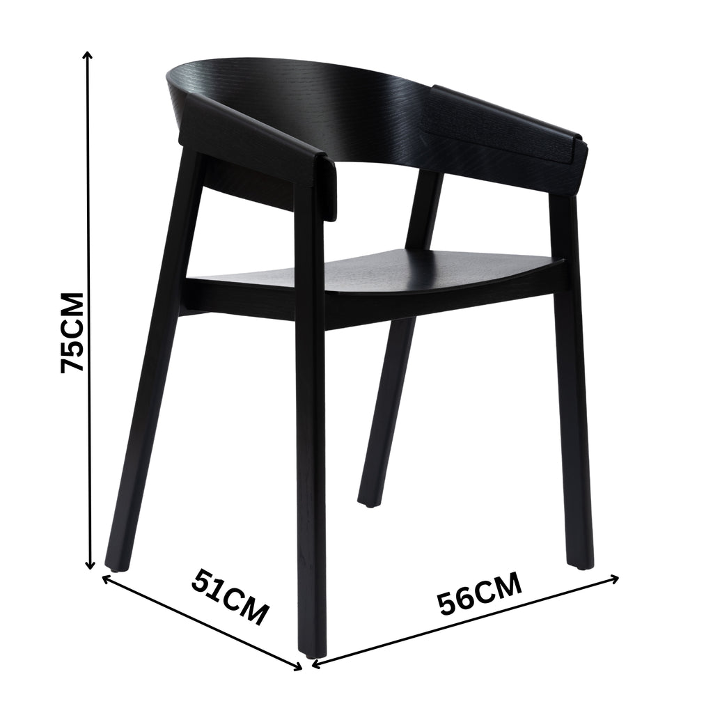 Selena 2pc Set Dining Chair Scandinavian Black