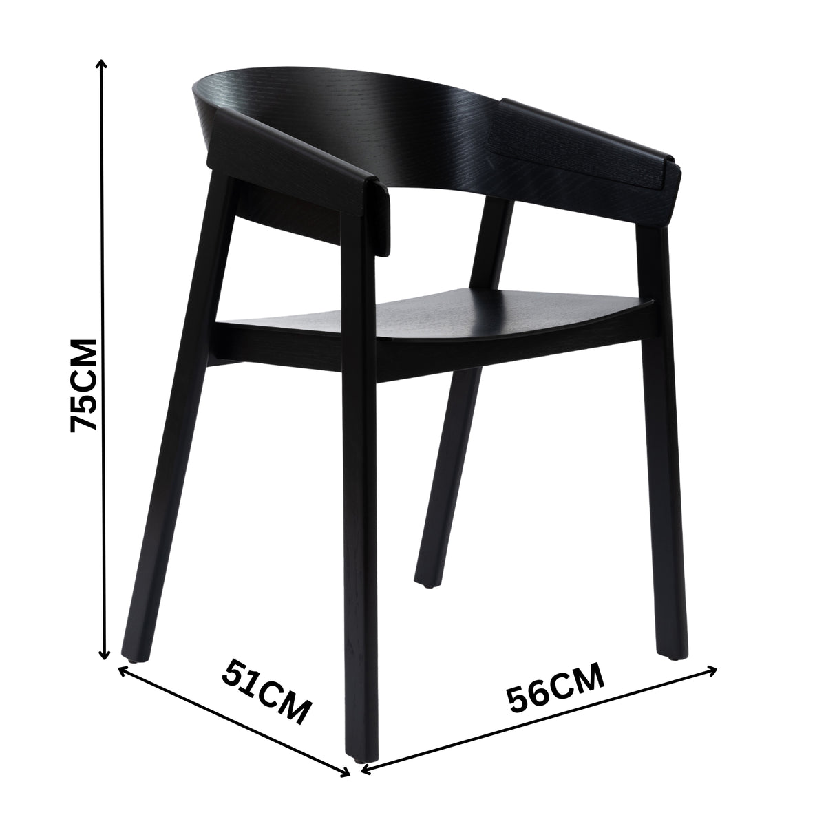 Selena 2pc Set Dining Chair Scandinavian Black
