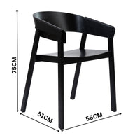 Selena 2pc Set Dining Chair Scandinavian Black