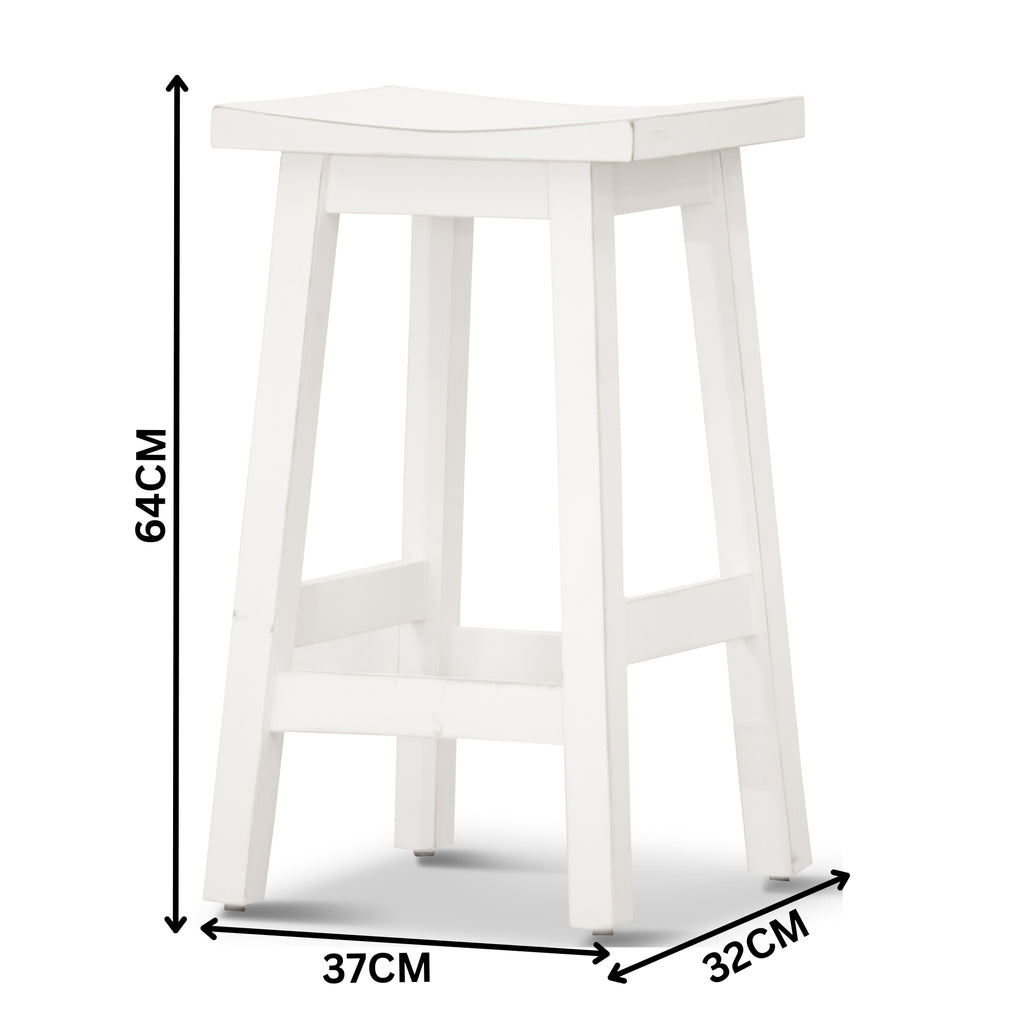 Sensei Kitchen Barstool Timber Bar Chair Stool White