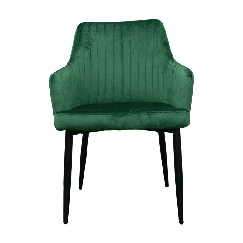 Shogun 2pcs Set Dining Chair Premium Velvet Fabric Upholstery Green 