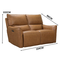 Simon 2 Seater Electric Powered Recliner Sofa Lounge Tan