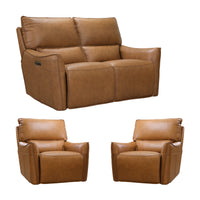 Simon 2+1+1 Seater Set Electric Powered Recliner Sofa Lounge Tan