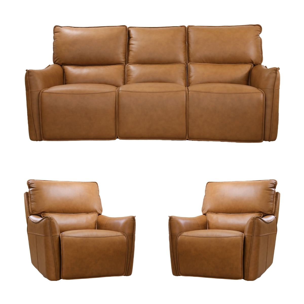 Simon 3+1+1 Seater Set Electric Powered Recliner Sofa Lounge Tan