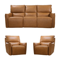 Simon 3+1+1 Seater Set Electric Powered Recliner Sofa Lounge Tan