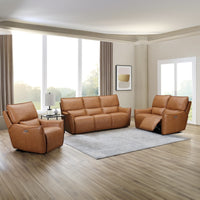 Simon 3+1+1 Seater Set Electric Powered Recliner Sofa Lounge Tan