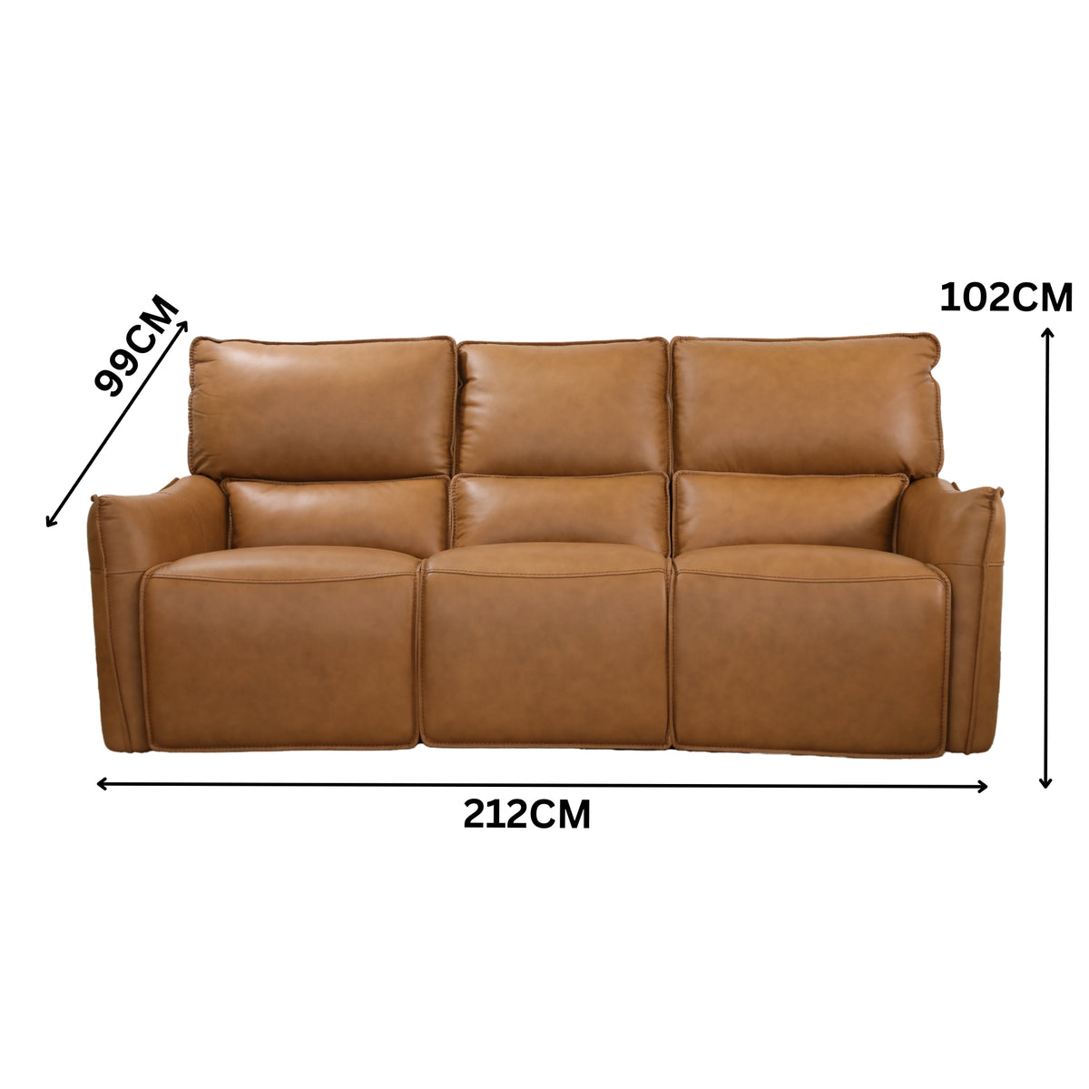 Simon 3+1+1 Seater Set Electric Powered Recliner Sofa Lounge Tan