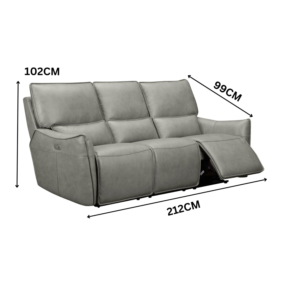Simon 3+2+1 Seater Set Electric Powered Recliner Sofa Lounge Grey