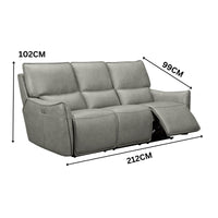Simon 3+2+1 Seater Set Electric Powered Recliner Sofa Lounge Grey