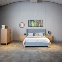 Skandinav Double Bed Frame Buttoned Head Light Grey