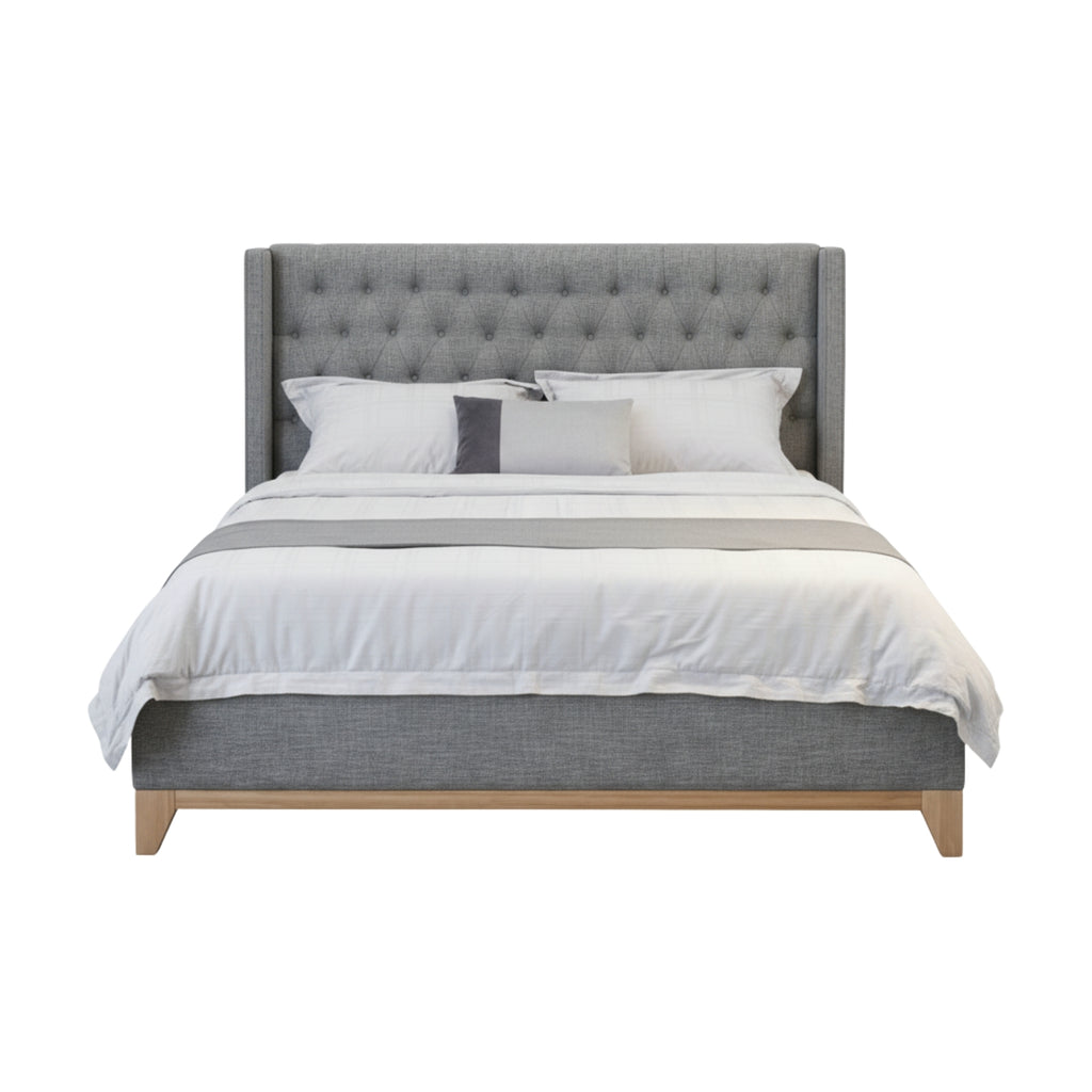 Skandinav Double Bed Frame Buttoned Head Storm Grey
