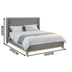 Skandinav Double Bed Frame Buttoned Head Storm Grey