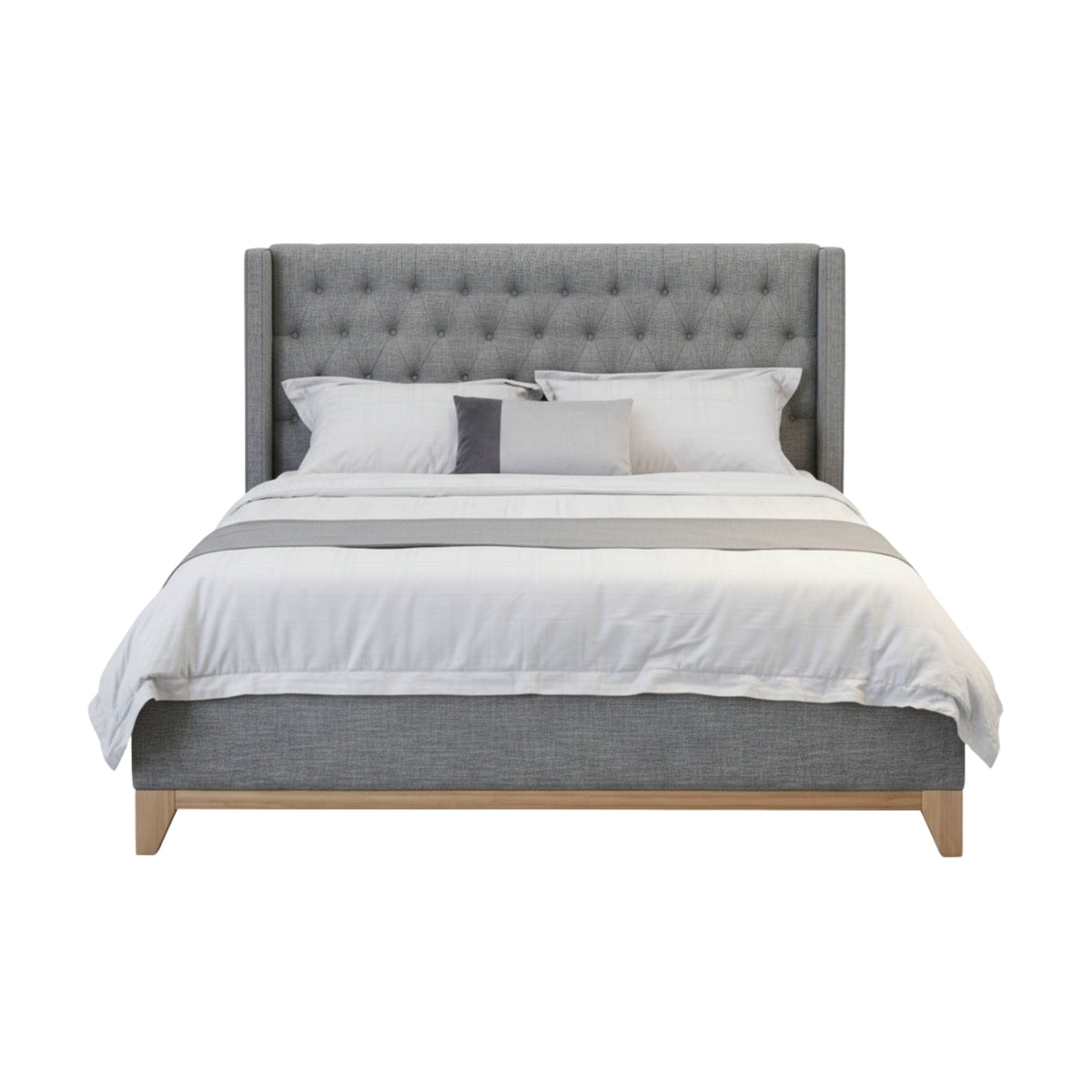 Skandinav King Bed Frame Buttoned Head Storm Grey
