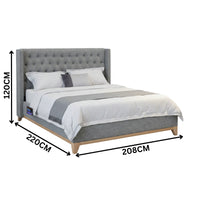Skandinav King Bed Frame Buttoned Head Storm Grey