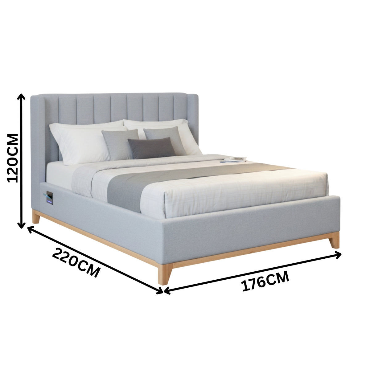 Skandinav Queen Bed Frame Light Grey