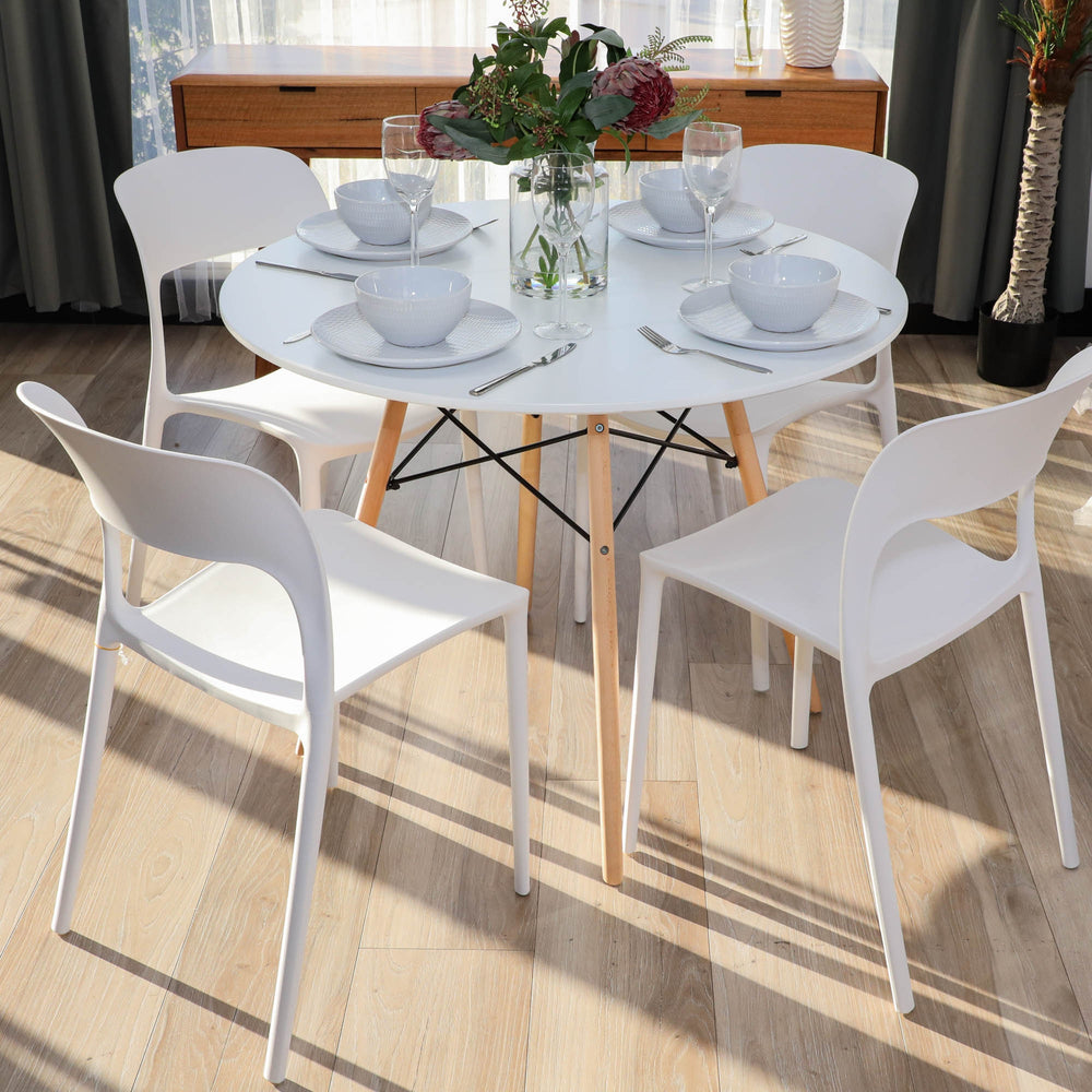 Sokar 100cm Round Dining Table White – Divano Furniture