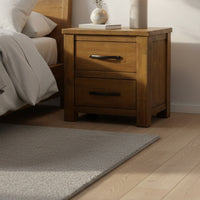 Sonora Bedside Table Rustic Solid Pine Wood Ash Brown