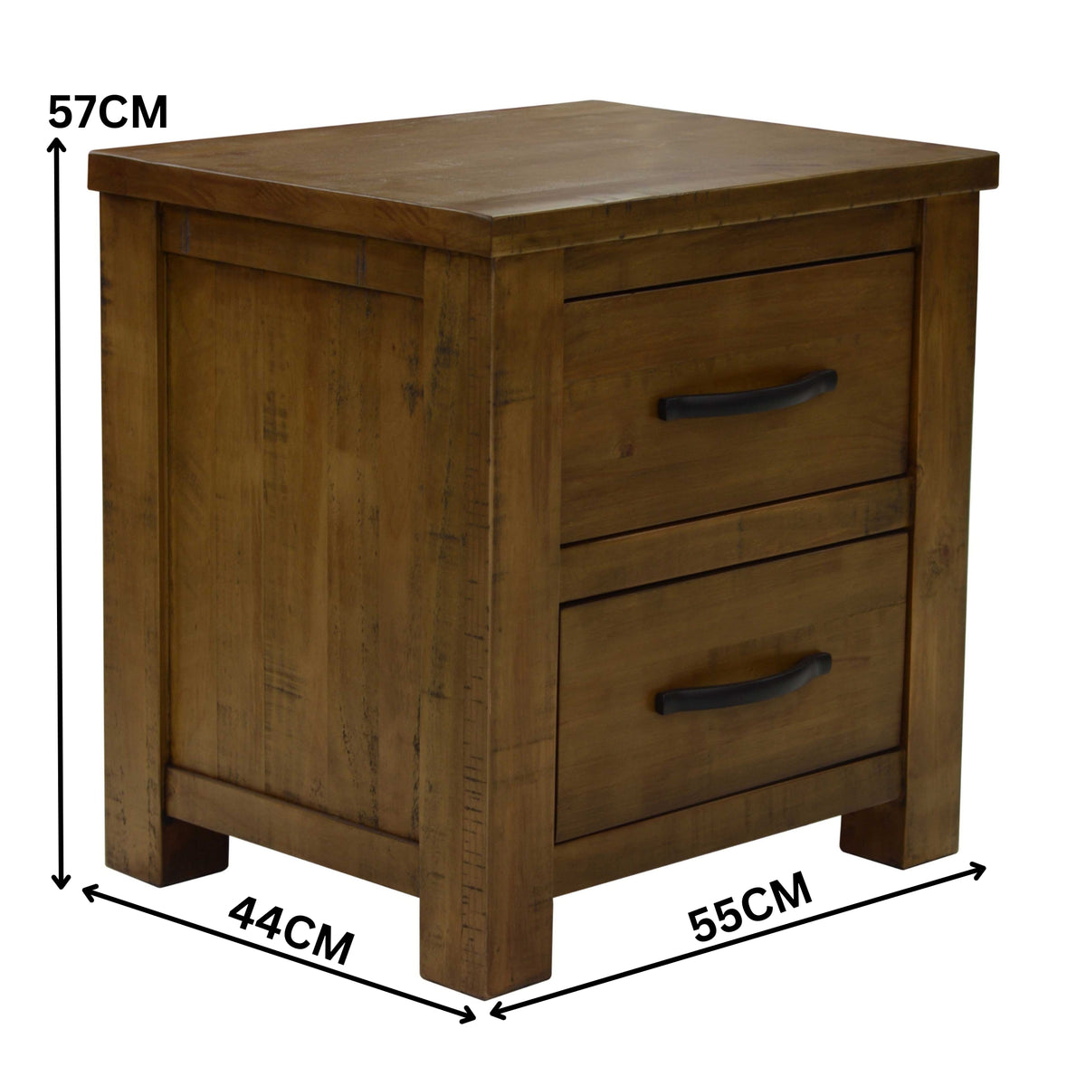 Sonora Bedside Table Rustic Solid Pine Wood Ash Brown