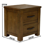 Sonora Bedside Table Rustic Solid Pine Wood Ash Brown