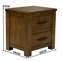 Sonora Bedside Table Rustic Solid Pine Wood Ash Brown