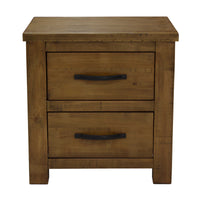 Sonora Bedside Table Rustic Solid Pine Wood Ash Brown