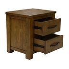 Sonora Bedside Table Rustic Solid Pine Wood Ash Brown