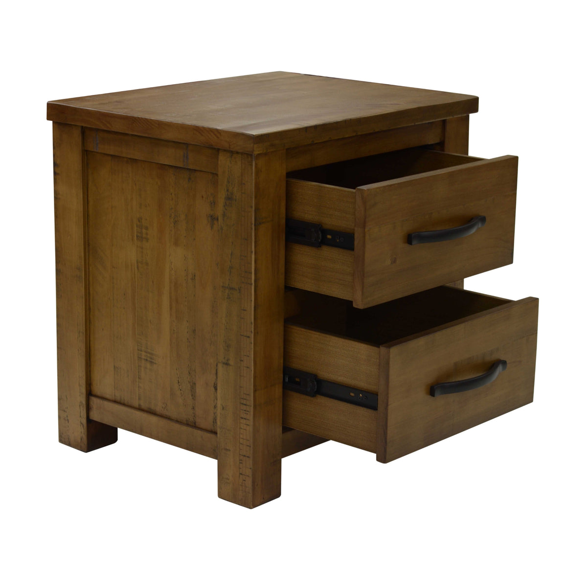 Sonora Bedside Table Rustic Solid Pine Wood Ash Brown