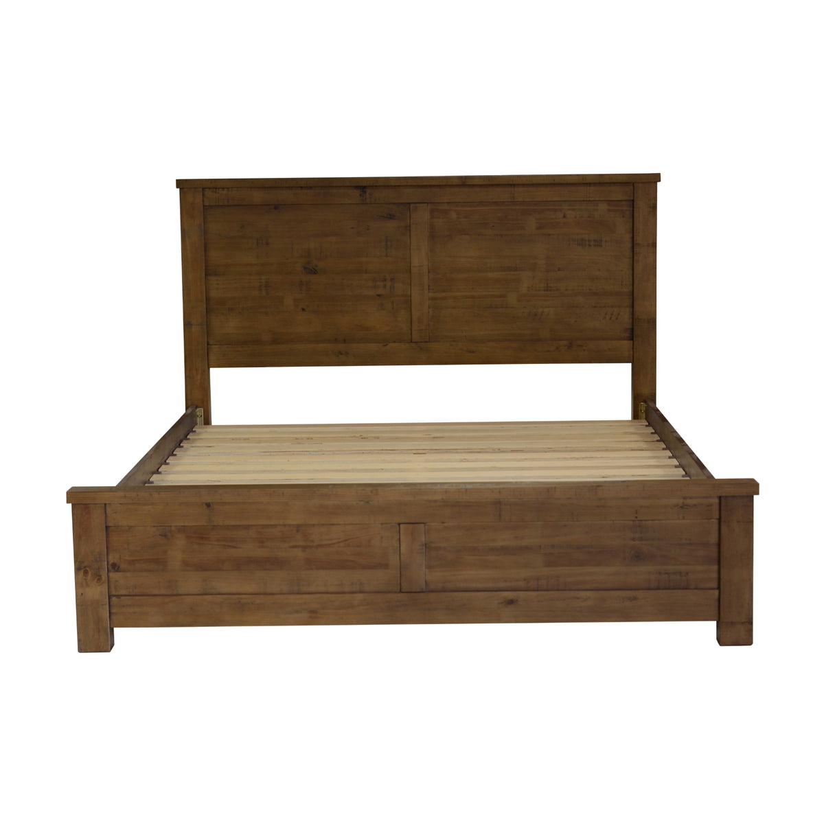 Sonora Double Bed Frame Rustic Solid Pine Wood Ash Brown