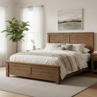 Sonora Double Bed Frame Rustic Solid Pine Wood Ash Brown