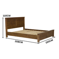 Sonora Double Bed Frame Rustic Solid Pine Wood Ash Brown