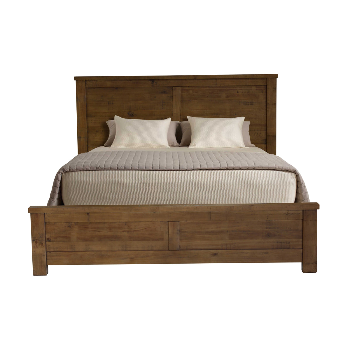 Sonora Double Bed Frame Rustic Solid Pine Wood Ash Brown