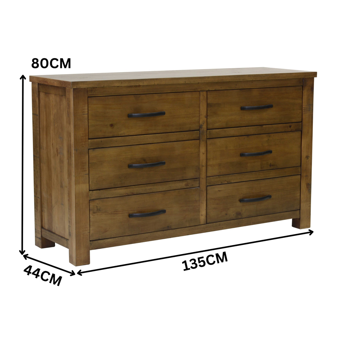 Sonora Dresser Rustic Solid Pine Wood Ash Brown
