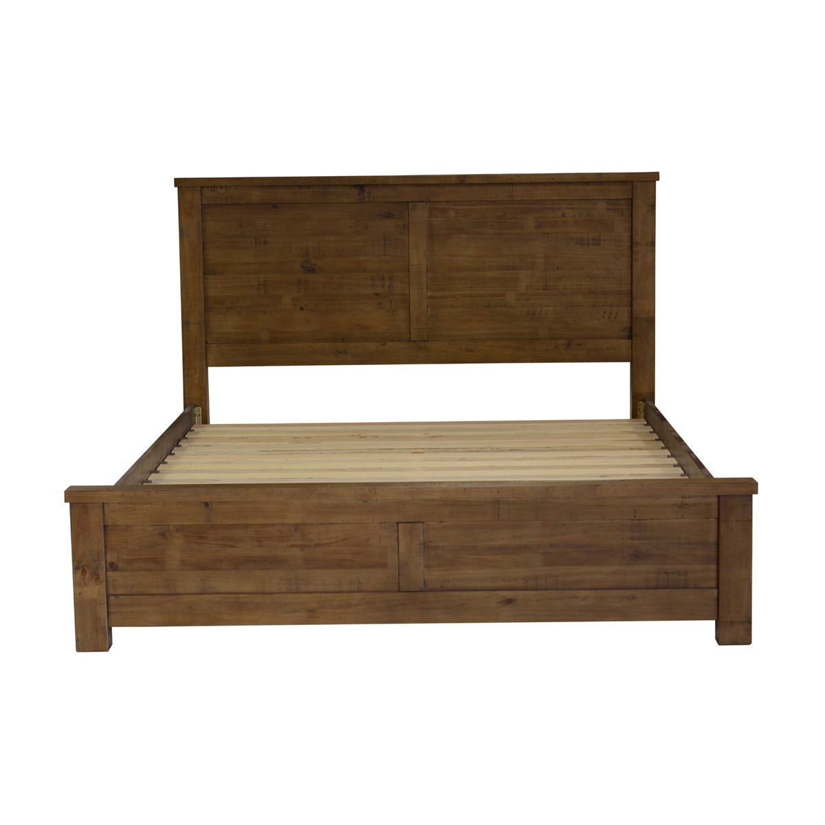 Sonora King Bed Frame Rustic Solid Pine Wood Ash Brown