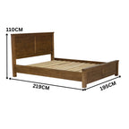 Sonora King Bed Frame Rustic Solid Pine Wood Ash Brown