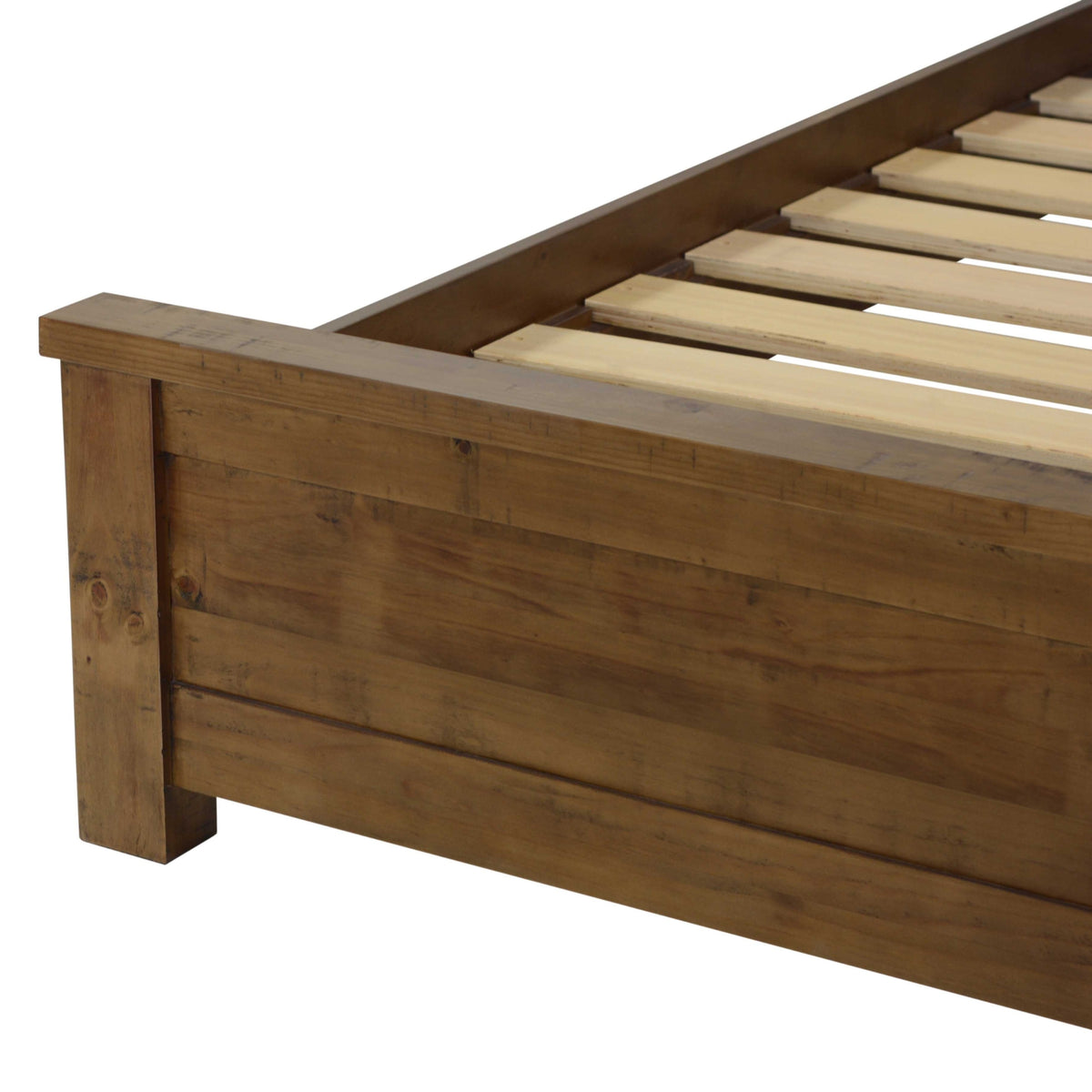 Sonora King Bed Frame Rustic Solid Pine Wood Ash Brown