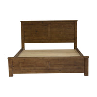 Sonora Queen Bed Frame Rustic Solid Pine Wood Ash Brown