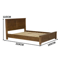 Sonora Queen Bed Frame Rustic Solid Pine Wood Ash Brown