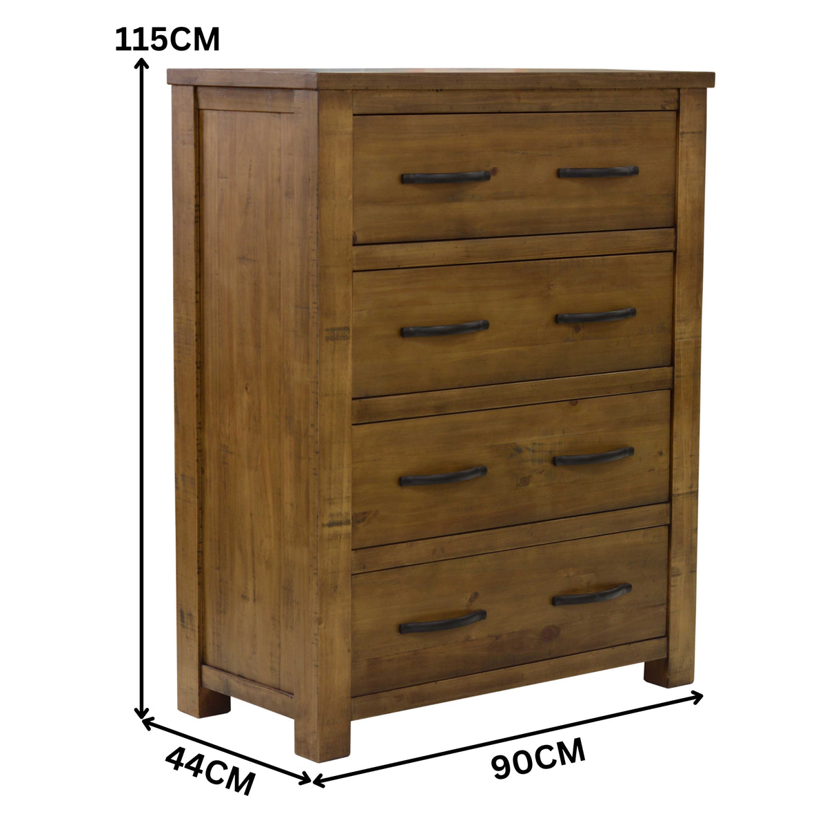 Sonora Tallboy Rustic Solid Pine Wood Ash Brown