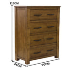 Sonora Tallboy Rustic Solid Pine Wood Ash Brown