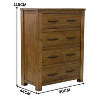 Sonora Tallboy Rustic Solid Pine Wood Ash Brown