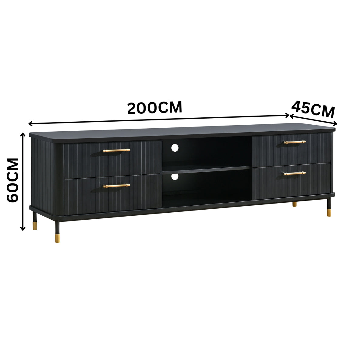 Sophus 200cm ETU Entertainment TV Unit Black