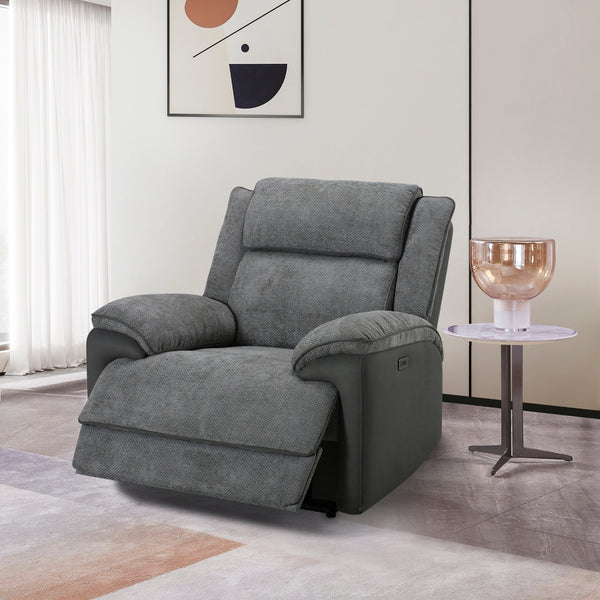 Southwest 1 Seater Electric Recliner Fabric Sofa Lounge Graphite Grey
