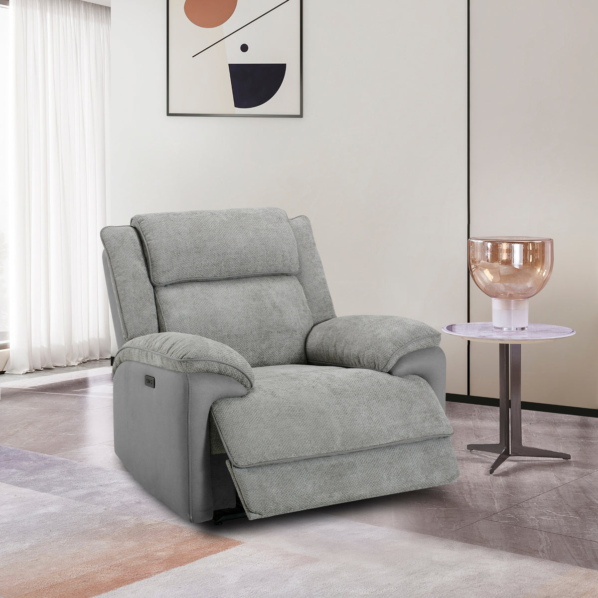 Southwest 1 Seater Electric Recliner Fabric Sofa Lounge Oyster Beige