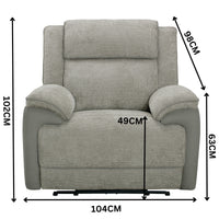 Southwest 1 Seater Electric Recliner Fabric Sofa Lounge Oyster Beige