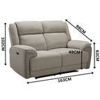 Southwest 2 Seater Electric Recliner Fabric Sofa Lounge Oyster Beige