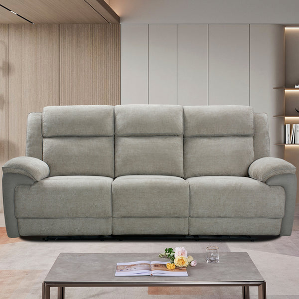 Southwest 3 Seater Electric Recliner Fabric Sofa Lounge Oyster Beige