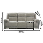 Southwest 3 Seater Electric Recliner Fabric Sofa Lounge Oyster Beige
