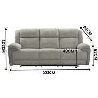 Southwest 3 Seater Electric Recliner Fabric Sofa Lounge Oyster Beige